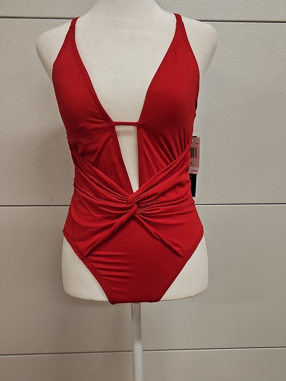 La Blanca Lip Red Ruched One-Piece Swimsuit